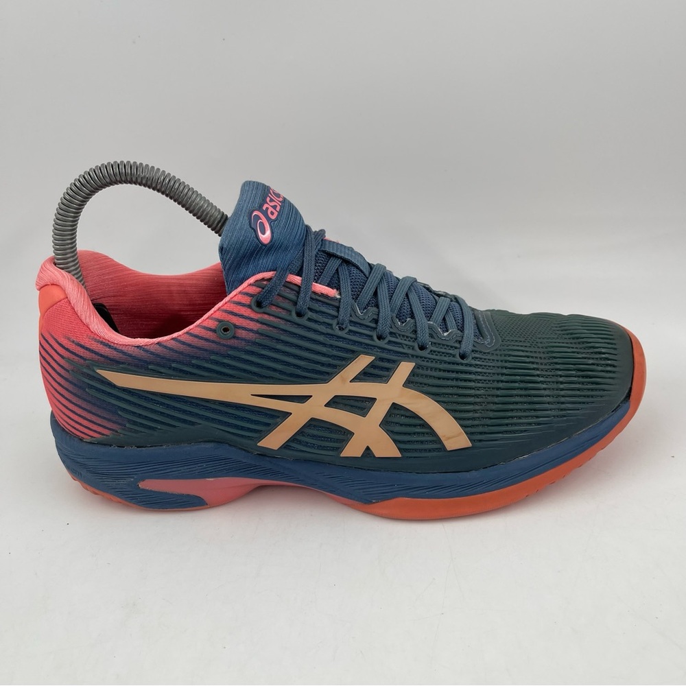 ASICS Women’s Solution Speed FF Dark Teal Coral Running Shoes 1042A002 - Size 7